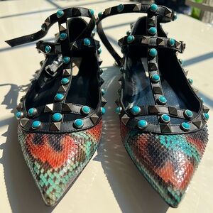 Valentino Garavani Rockstud python flats